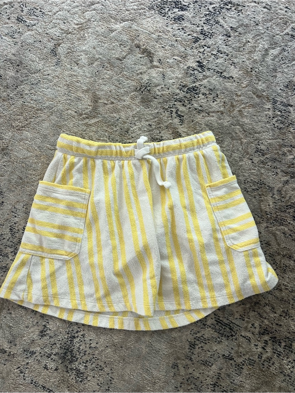 Cat & Jack Yellow and White Striped Terry Skort with Front Pockets